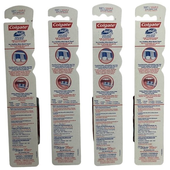 Lot of 4 Colgate 360 Whole Mouth Clean Soft Ultra Compact Adult Toothbrush New - Picture 2 of 4